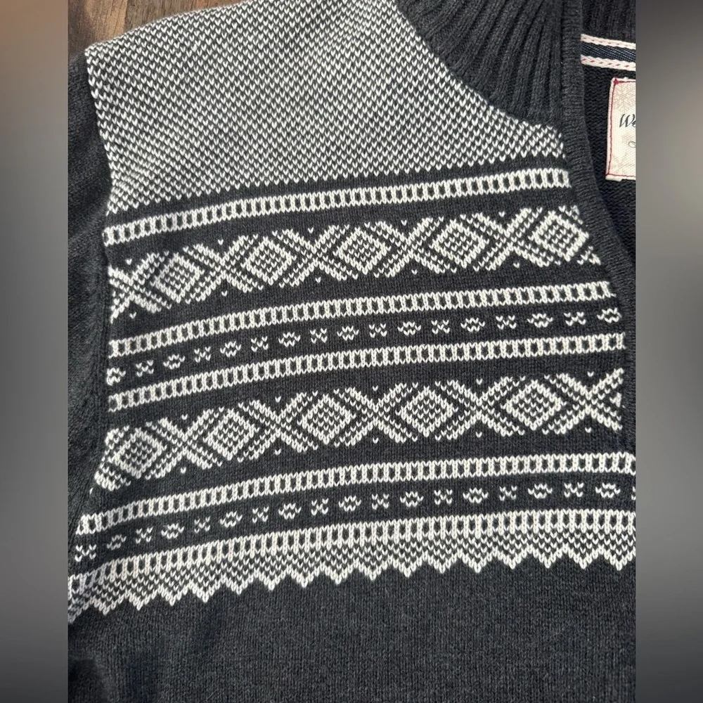 Weatherproof Vintage Men's Gray Patterned Quarter zip pullover sweater